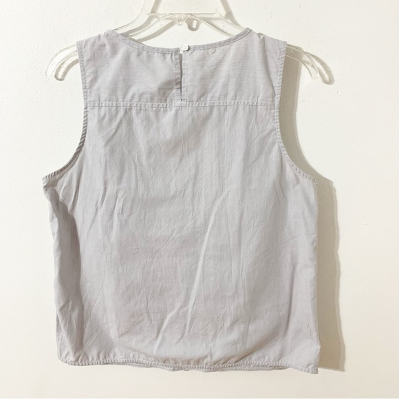 Banana Republic Factory Lace Accent Striped Sleeveless Crewneck Cotton Blouse - Picture 3 of 9